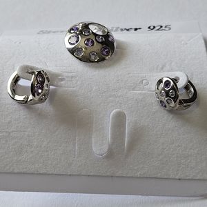 Sterling Silver Earrings with Purple Accents